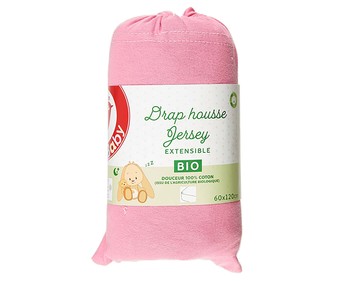 Sábana bajera para cuna de 60x120cm, color rosa chicle, ALCAMPO BABY. Sábana bajera para cuna de 60x120cm, color rosa chicle, ALCAMPO BABY.