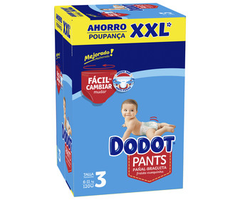 Pants talla 3 para bebés de 6 a 11 kilogramos DODOT Pants 120 uds. Pants talla 3 para bebés de 6 a 11 kilogramos DODOT Pants 120 uds.