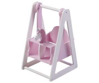 Columpio de madera con unicornio para muñecos bebé, 30x35x55 cm. ONE TWO FUN ALCAMPO. Columpio de madera con unicornio para muñecos bebé, 30x35x55 cm. ONE TWO FUN ALCAMPO.