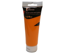 Tubo de pintura acrilica de color albero (amarillo oscuro). PRODUCTO ALCAMPO.