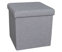 Puff de mdf y tela cuadrado plegable de color gris con tapa, DECORACIÓN. Puff de mdf y tela cuadrado plegable de color gris con tapa, DECORACIÓN.
