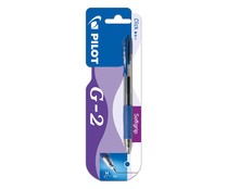 Bolígrafo retráctil de grip suave punta media y grosor de 0.7mm con tinta gel color azul PILOT G-2.