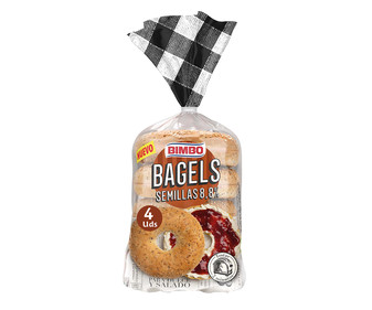 Bagels con semillas (pan redondo) BIMBO BAGELS 4 uds. 300 g. Bagels con semillas (pan redondo) BIMBO BAGELS 4 uds. 300 g.