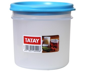 Recipiente cilíndrico para alimentos fabricado en plástico transparente, 0,3 litros TATAY.