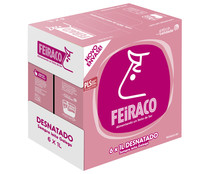 Leche de vaca desnatada y de origen 100% gallega FEIRACO 6 x 1l.