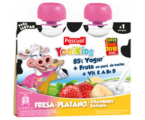 Yogur bebible de fresa o plátano PASCUAL Yogikids 2 x 80 g