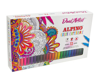 Caja de 72 rotuladores, punta fina y pincel, ALPINO Color Experience Dual Artist. Caja de 72 rotuladores, punta fina y pincel, ALPINO Color Experience Dual Artist.