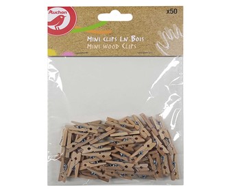 50 mini clips de madera con forma de pinza, PRODUCTO ALCAMPO. 50 mini clips de madera con forma de pinza, PRODUCTO ALCAMPO.