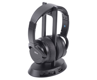 Auriculares inalámbricos tipo diadema QILIVE Q1482 para TV color negro. Auriculares inalámbricos tipo diadema QILIVE Q1482 para TV color negro.