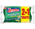 Estropajos de fibra con esponja SPONTEX PODER VERDE 2 +1 uds.