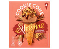 Conos de helado de chocolate con salsa de chocolate y trozos de galletas de chocolate EXTRÈME Cookie de Nestlé 4 x 110 ml.