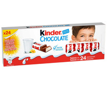 Porciones de chocolate con leche relleno de crema rica en leche KINDER 24 uds. 300 g.