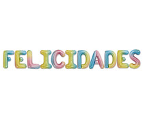 Globo metalizado FELICIDADES, multicolor, apto para helio, PARTYGRAM.