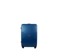 Maleta mediana rígida de color azul de 60 cm. tipo trolley con 4 ruedas y cierre por código, AIRPORT ALCAMPO.