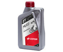 Aceite sintético para motocicletas, scooters y maquinaria de jardineria y bricolaje con motores de 2 tiempos CEPSA 1 litro.