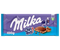 Chocolate con leche relleno de galletas chips ahoy MILKA 100 g.