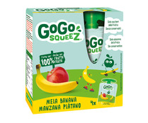 Manzana y plátano triturados GOGO SQUEEZE pack 4 uds. x 90 g.