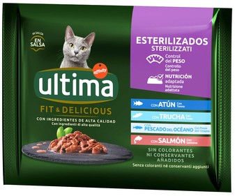 Alimento para gatos esterilizados húmedo ULTIMA 4 uds. x 85 g. Alimento para gatos esterilizados húmedo ULTIMA 4 uds. x 85 g.