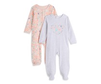 Lote de 2 pijamas pelele de algodón para bebé INEXTENSO, talla 68.