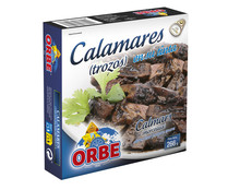 Calamares (trozos) en su tinta ORBE lata de 168 g.
