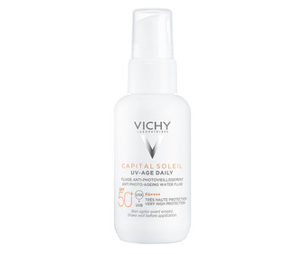 Crema solar facial con acción antiarrugas y manchas y FPS 50+ (muy alto) VICHY Capital soleil 40 ml. Crema solar facial con acción antiarrugas y manchas y FPS 50+ (muy alto) VICHY Capital soleil 40 ml.