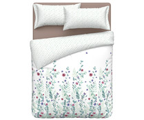 Juego de funda nórdica y funda de almohada cama 105cm., 100% algodón diseño floral, ACTUEL.