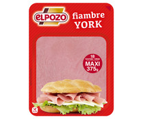 Fiambre York loncha especial para sándwich, elaborado sin gluten EL POZO 375 g.