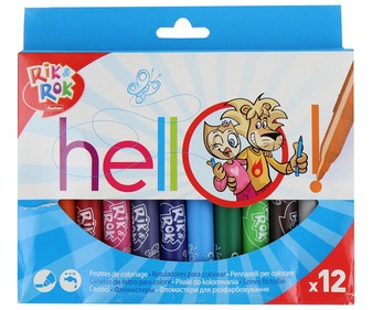 12 rotuladores con cuerpo tamaño maxi, punta gruesa y tinta lavable de varios colores RIK&ROkg. 12 rotuladores con cuerpo tamaño maxi, punta gruesa y tinta lavable de varios colores RIK&ROkg.