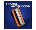 Recambio de cuchillas de 5 hojas antifricción para maquinillas de afeitar GILLETTE Proglide power 8 uds.