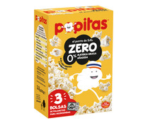 Palomitas maíz al punto de sal de Borges POPITAS ZERO paquete de 70 g. pack 3 unidades