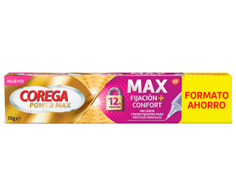 Crema fijadora de prótesis dentales, sin sabor COREGA Power max 70 g.