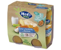 Tarritos de verduritas con merluza (textura con trozitos), a partir de 10 meses HERO 2 x 235 g.