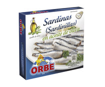 Sardinillas en aceite de oliva ORBE lata de 78 g.