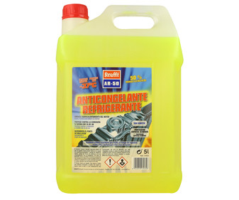 Líquido refrigerante con temperatura de protección de hasta -37ºC, 5L amarillo, 50% Monoetilenglicol, KRAFT AR50.