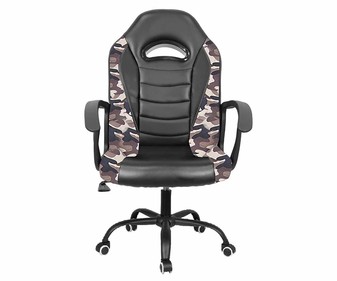Sillón gaming en cuero sintético de color militar y negro, LUMSEVI. Sillón gaming en cuero sintético de color militar y negro, LUMSEVI.