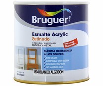 Bote de 0.25l. de esmalte acrílico blanco algodón satinado BRUGUER.