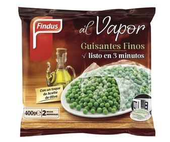 Bolsa de guisantes finos al vapor FINDUS 400 g. Bolsa de guisantes finos al vapor FINDUS 400 g.