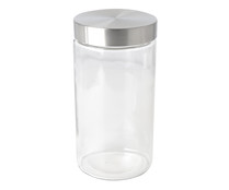 Bote de vidrio con tapa de acero inoxidable, 1,8 litros, ACTUEL.