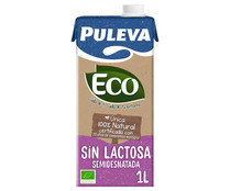 Leche semidesnatada ecológica de vaca, sin lactosa PULEVA Eco 1 l.
