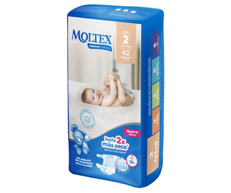 Pañales talla 2 para bebés de 3 a 6 kilogramos MOLTEX Premium comfort 42 uds. Pañales talla 2 para bebés de 3 a 6 kilogramos MOLTEX Premium comfort 42 uds.