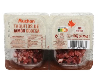 Taquitos de jamón curado en bodega PRODUCTO ALCAMPO 2 x 75 g. Taquitos de jamón curado en bodega PRODUCTO ALCAMPO 2 x 75 g.