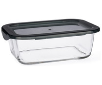 Recipiente hermético rectangular de vidrio con tapa de plástico, 0,82 litros, ACTUEL.