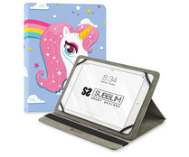 Funda universal para tablet 10.1" SUBBLIM Trendy Case Unicornio, función soporte, cierre con banda elástica.