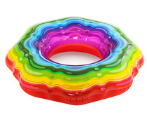 Flotador hinchable de colores "arcoiris" con 115cm de diámetro, BESTWAY. Flotador hinchable de colores "arcoiris" con 115cm de diámetro, BESTWAY.