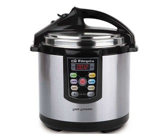 Olla programable ORBEGOZO HPE6075, capacidad 6L, temporizador, pantalla digital, 1000W.