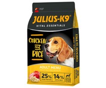 Pienso para perros adultos de pollo y arroz, JULIUS-K9 saco 3 kg.