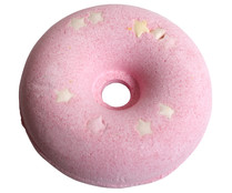 Bomba de baño con forma de rosquilla rosa y aroma a fresa y nata POKHARA 70 g.