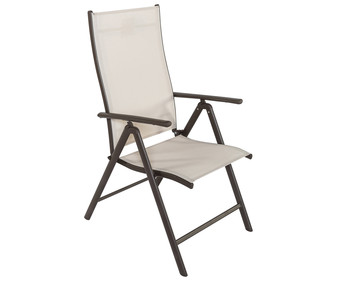 Silla de jardín 7 posiciones de acero y textileno color beige, 55x68x106cm. Mojacar IKUNIK. Silla de jardín 7 posiciones de acero y textileno color beige, 55x68x106cm. Mojacar IKUNIK.