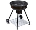 Barbacoa redonda con ruedas y tapa para carbón, 59x24x61cm. GARDENSTAR ALCAMPO.