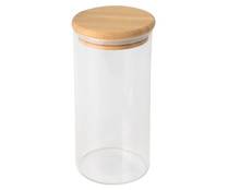 Bote de vidrio con tapa de madera, 0,8 litros, ACTUEL.